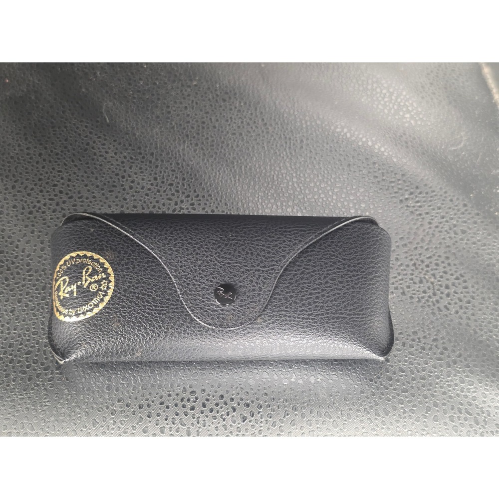 Ray-Ban Black Textured Leather Sunglasses Case Luxottica Snap Closure Protector